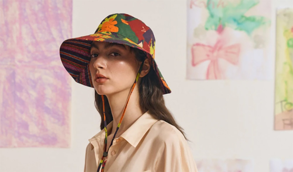 Floral reversible sun hat, inspired by Frida Kahlo, from Wolf & Badger