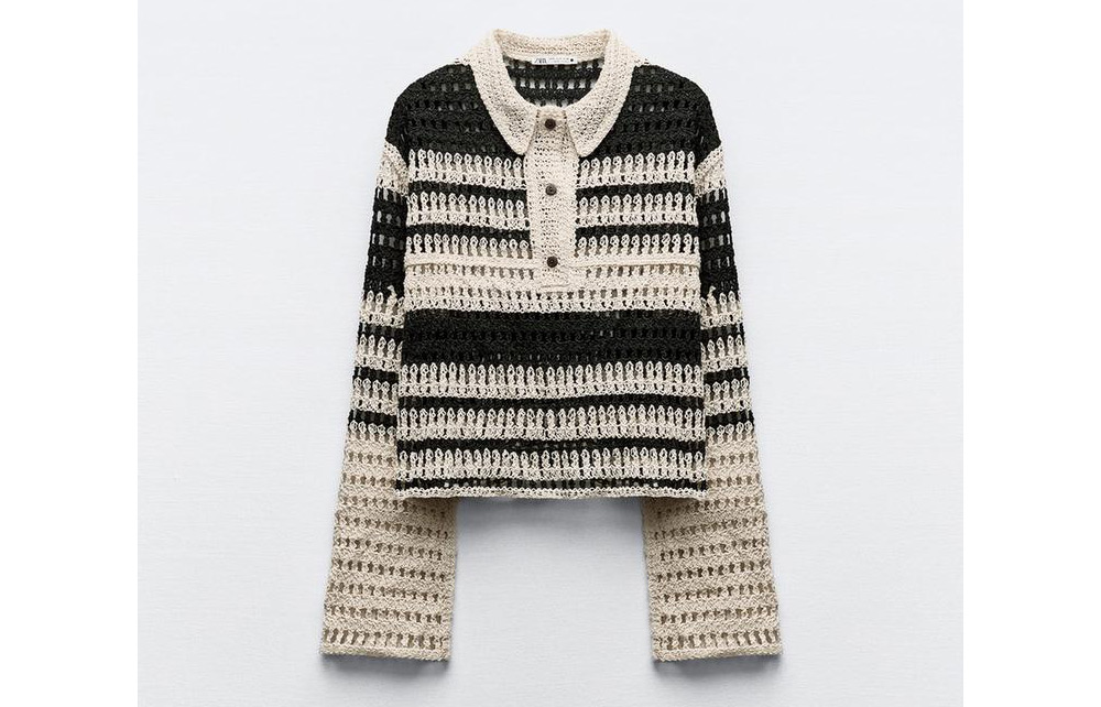 Zara crochet striped shirt