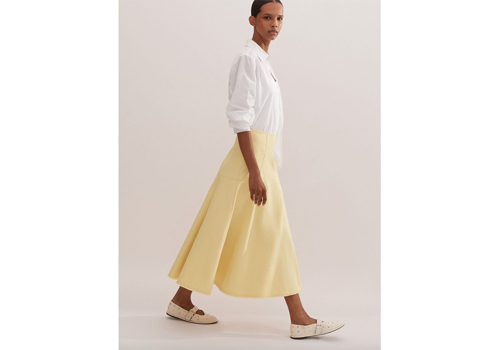 Me + Em textured midi skirt in custard