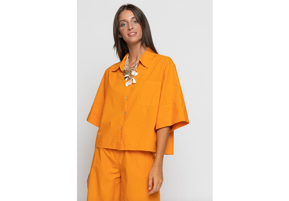 Baci cropped tangerine shirt