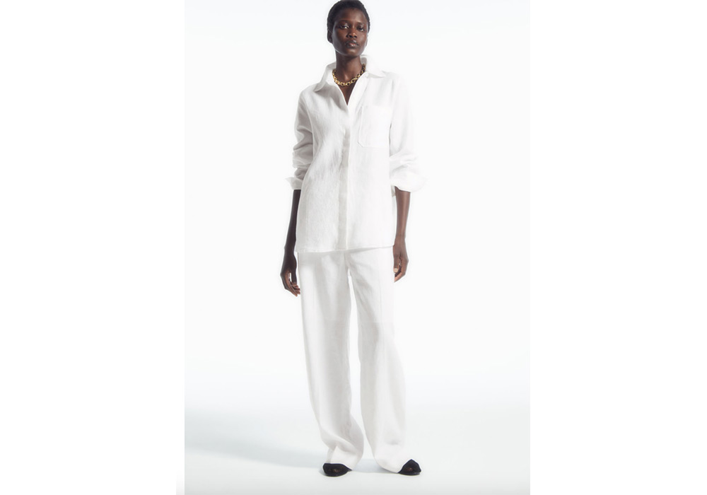 Cos white linen shirt and pants