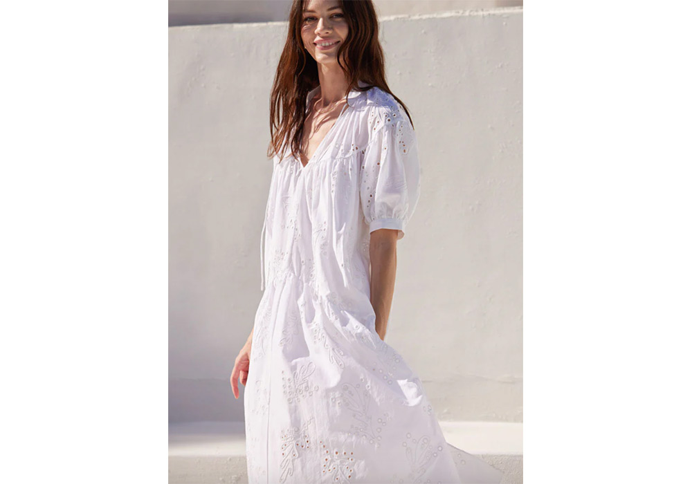 Ayr white embroidered short-sleeve dress/caftan