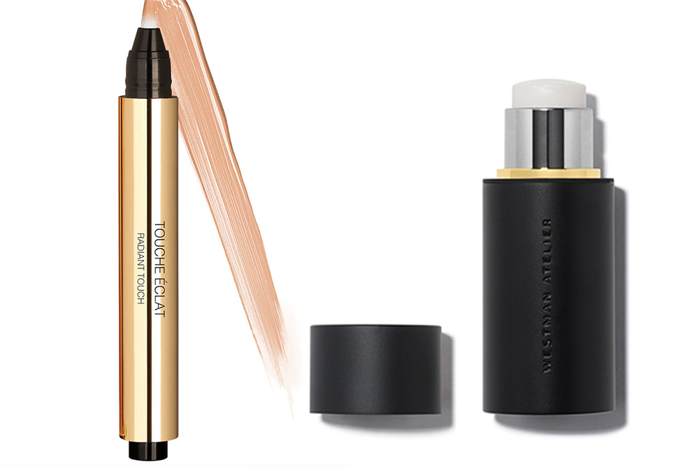 Touche Eclat concealer and brightener and Westman Atelier Lit-Up Highlight Stick. 