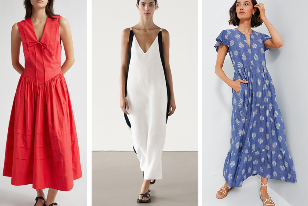 Red, white and blue dresses for summer.