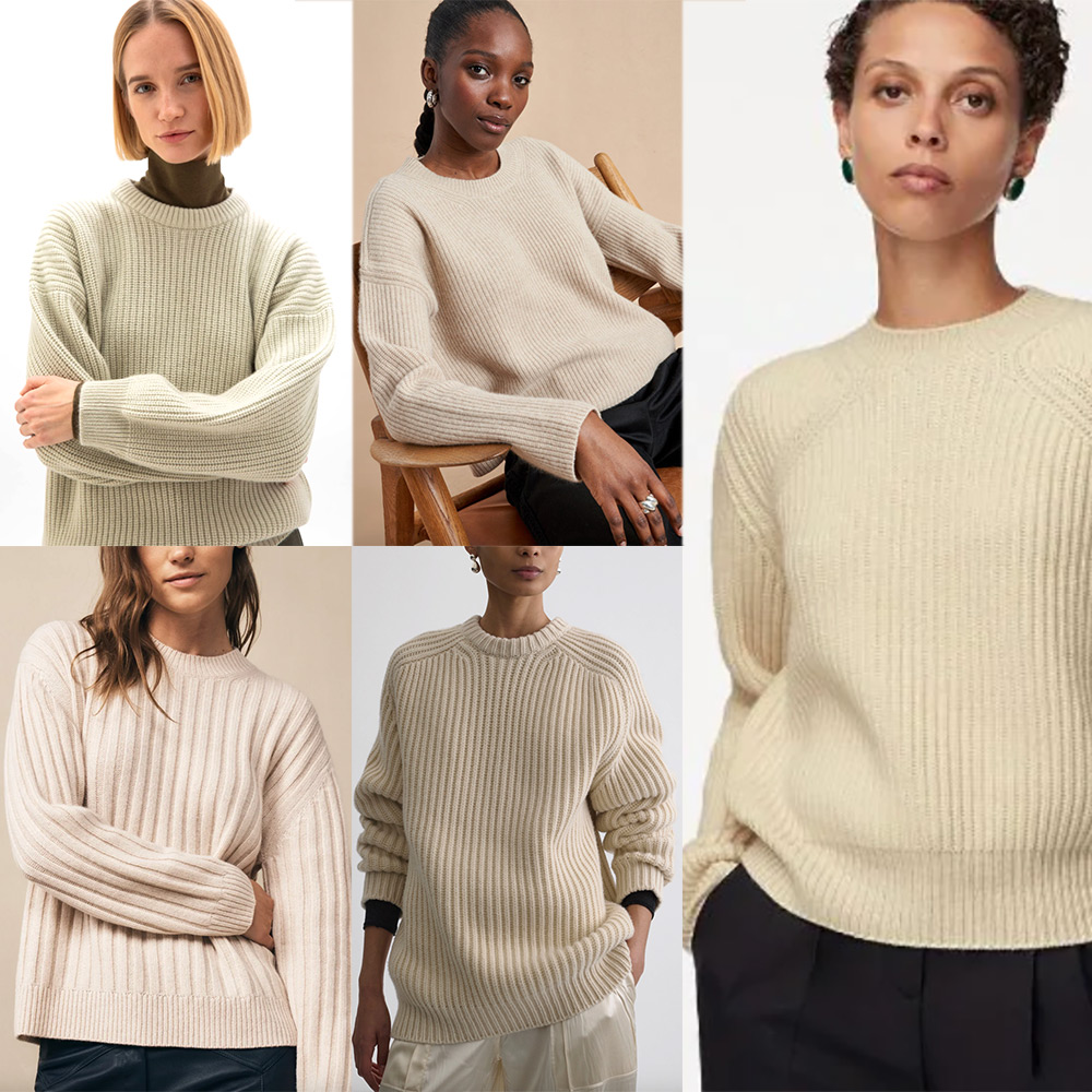 Ribbed cashmere sweaters from Johnston's of Elgin, La Ligne, Another Tomorrow, TWP and Phoebe Philo