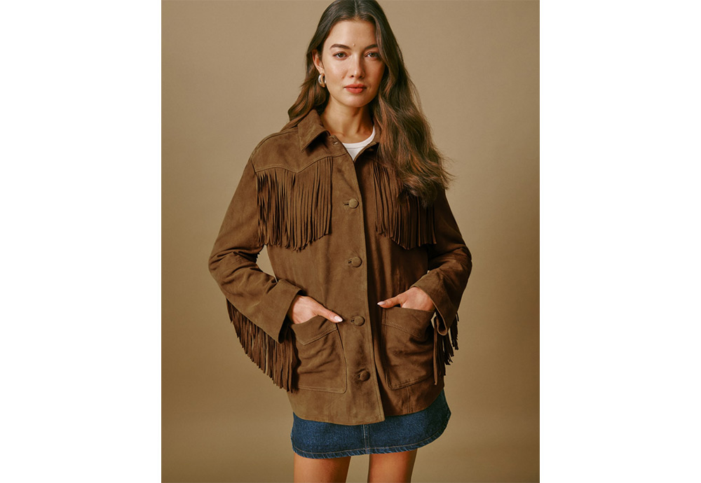 Reformation fringe suede jacket