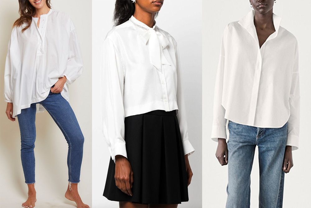 White shirts from Pour Les Femmes, Sandro and Massimo Dutti. 