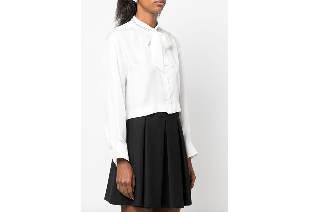 Sandro Pussy Bow Collar Silk Blouse