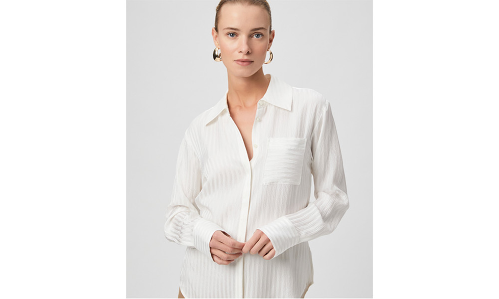 Paige Kelyn shirt in textured white silk