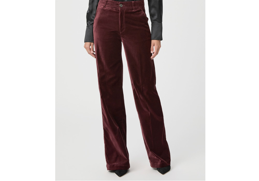 Dark oxblood velvet pants