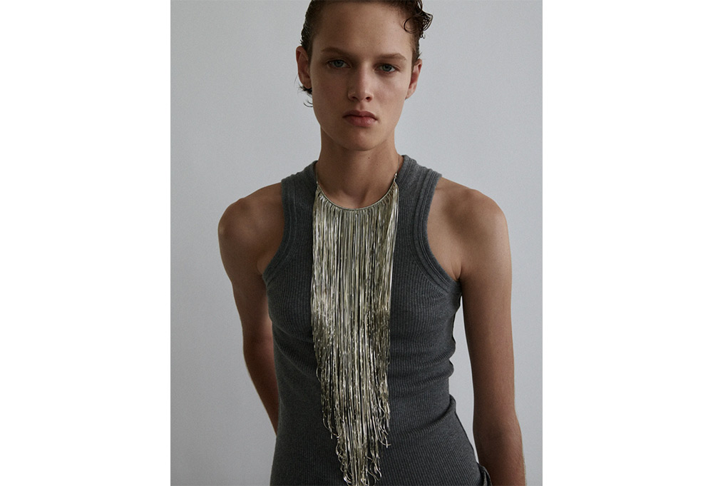 Phoebe Philo sterling silver fringe necklace