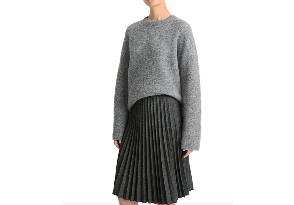 Pleated Italian herringbone wool-blend skirt from Vince