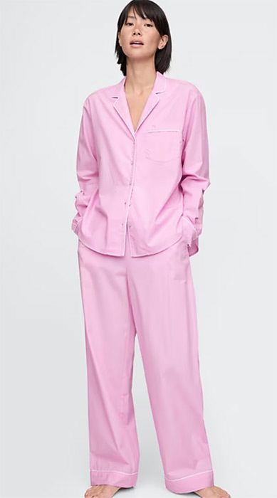 Pink pajama top and bottoms from the Gap